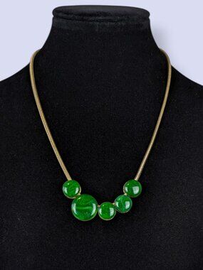 V. Asymmetrical Green Circle Pendant Necklace